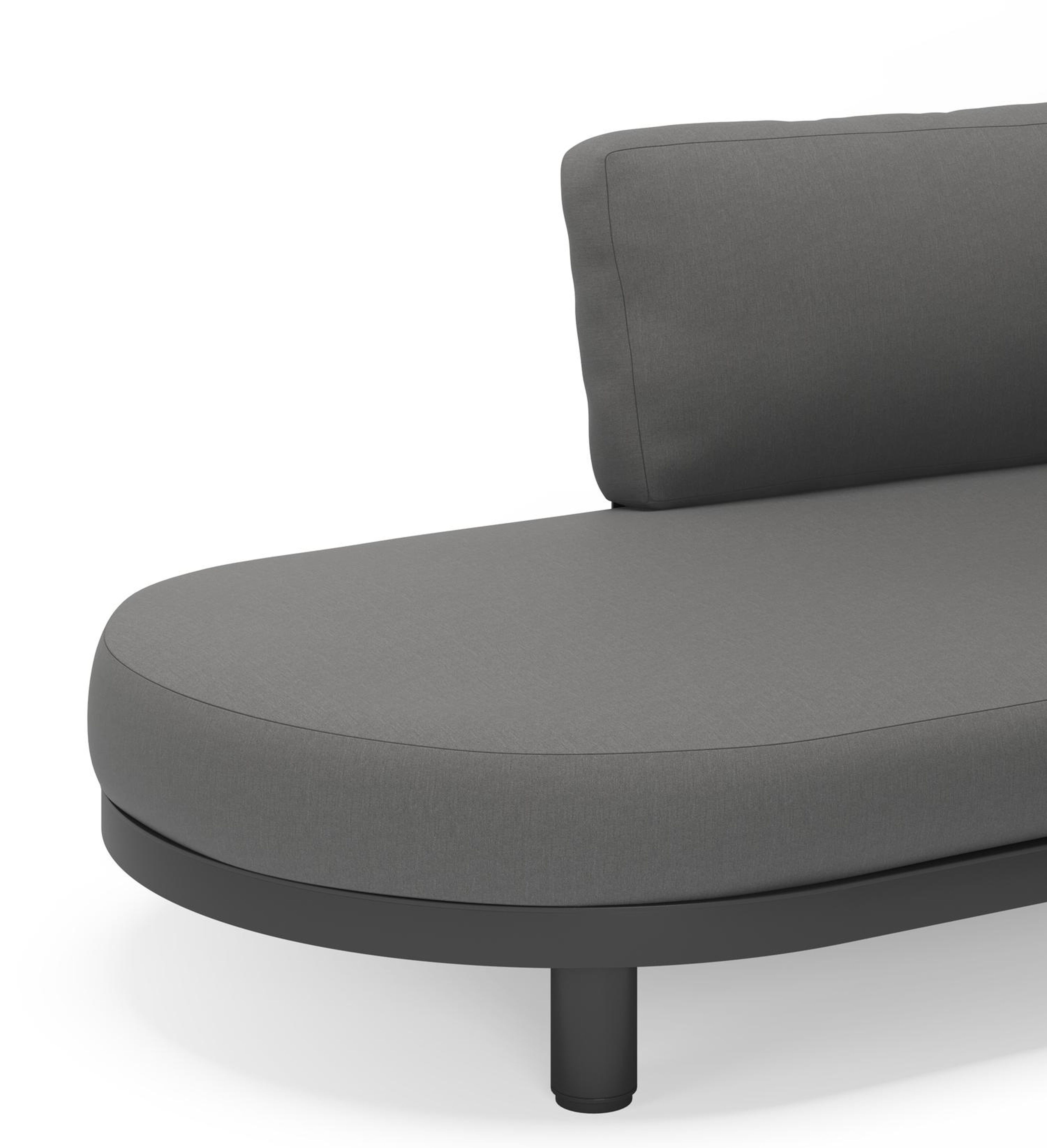 Donato loungehoek in zwart aluminium met savane zinc all weather sunbrella® luxe kussens