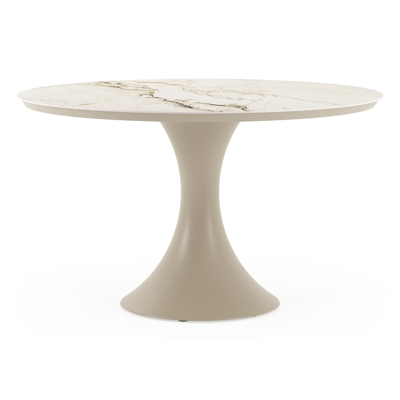 Fano tuintafel rond in beige aluminium en volkeramiek Colorado Dunes Dia. 130 cm