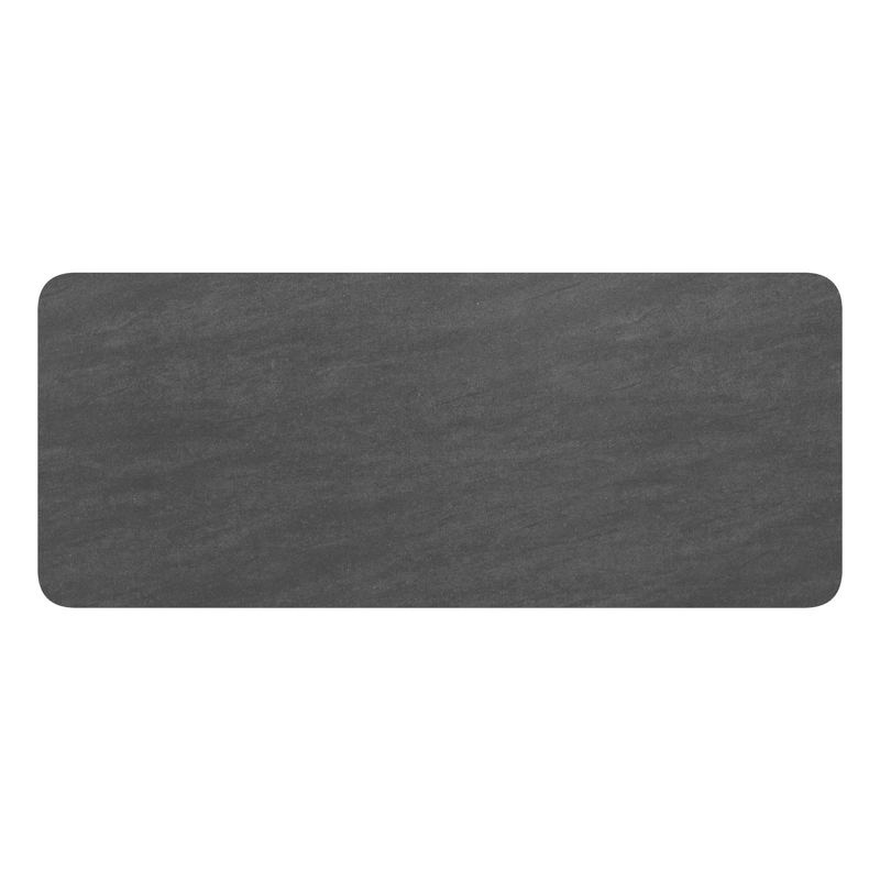 Table de jardin Orso rectangulaire arrondi en aluminium blanc et céramique pleine Basalt Black - Lg. 240 x Lrg. 100 x Haut. 73.5 cm