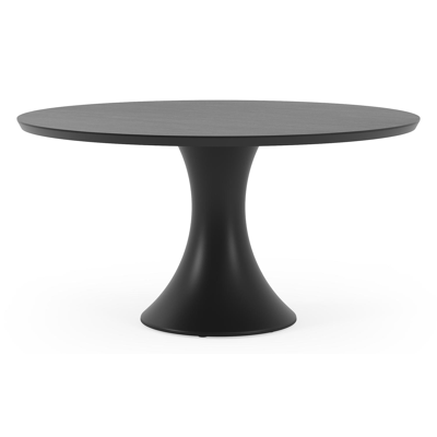 Fano tuintafel in zwart aluminium en volkeramiek basalt black - Dia. 148 x H 75 cm