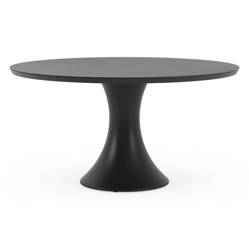 Fano tuintafel in zwart aluminium en volkeramiek basalt black - Dia. 148 x H 75 cm