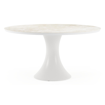 Fano tuintafel rond in wit aluminium en volkeramiek Rapolano dia. 148 cm