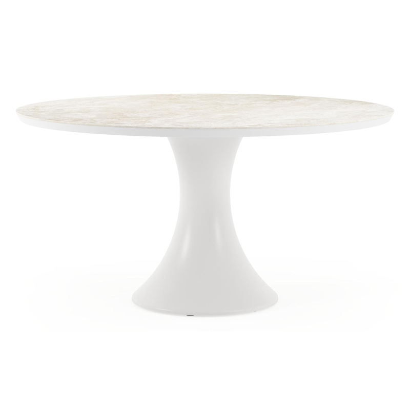 Fano tuintafel rond in wit aluminium en volkeramiek Rapolano dia. 148 cm