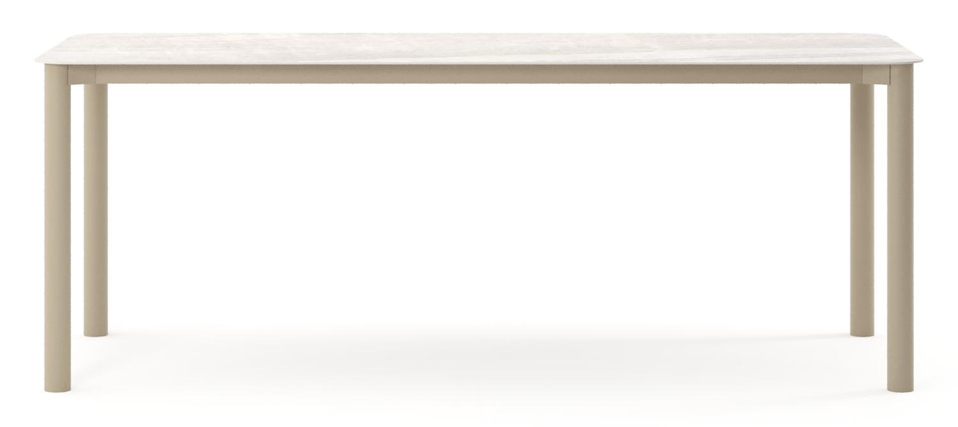 Table de jardin Orso rectangulaire arrondi en aluminium beige et céramique pleine Taj Mahal - Lg. 200 x Lrg. 80 x Haut. 74.5 cm