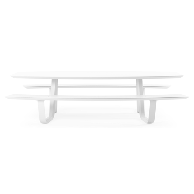 Forno picknicktafel bootvorm in wit aluminium en volkeramiek arctic white tafelblad - L 280 x B 192 x 72 cm