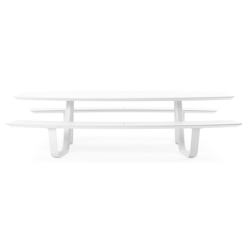 Forno picknicktafel bootvorm in wit aluminium en volkeramiek arctic white tafelblad - L 280 x B 192 x 72 cm