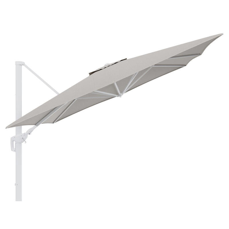 Parasol pendant Minore avec fonction tilt en aluminium blanc et toile de parasol en All Weather Solica Firenze Sand  - Lg.1: 350 x Lg.2: 350 cm (sans pied de parasol