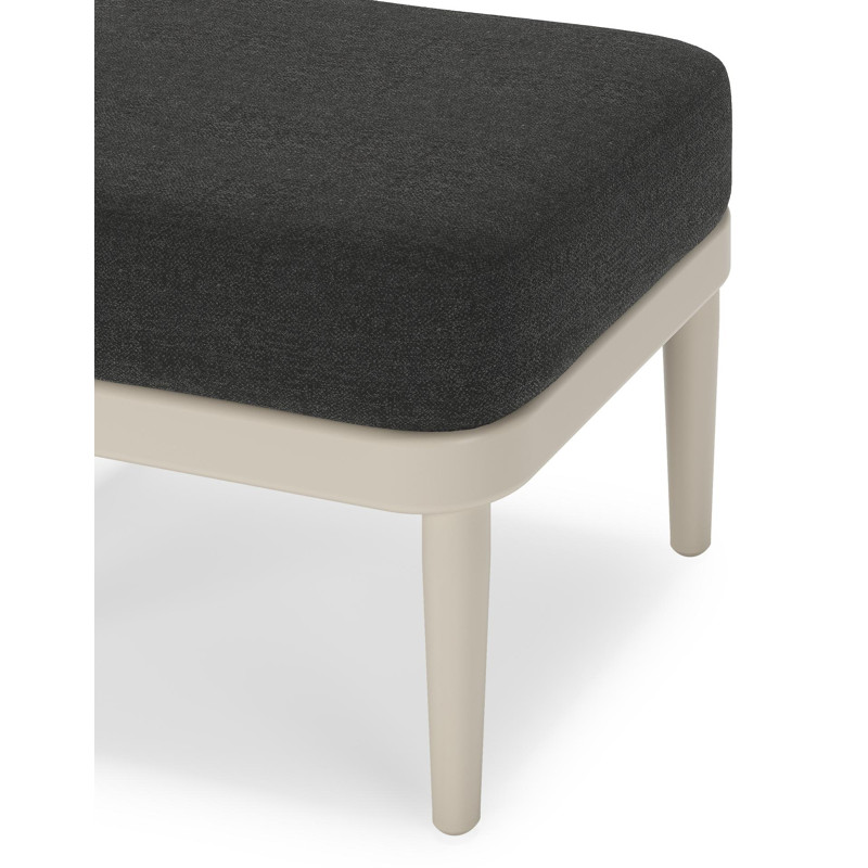 Pouf Orso en aluminium beige et coussins en all weather sunbrella® luxe Chartres Sooty