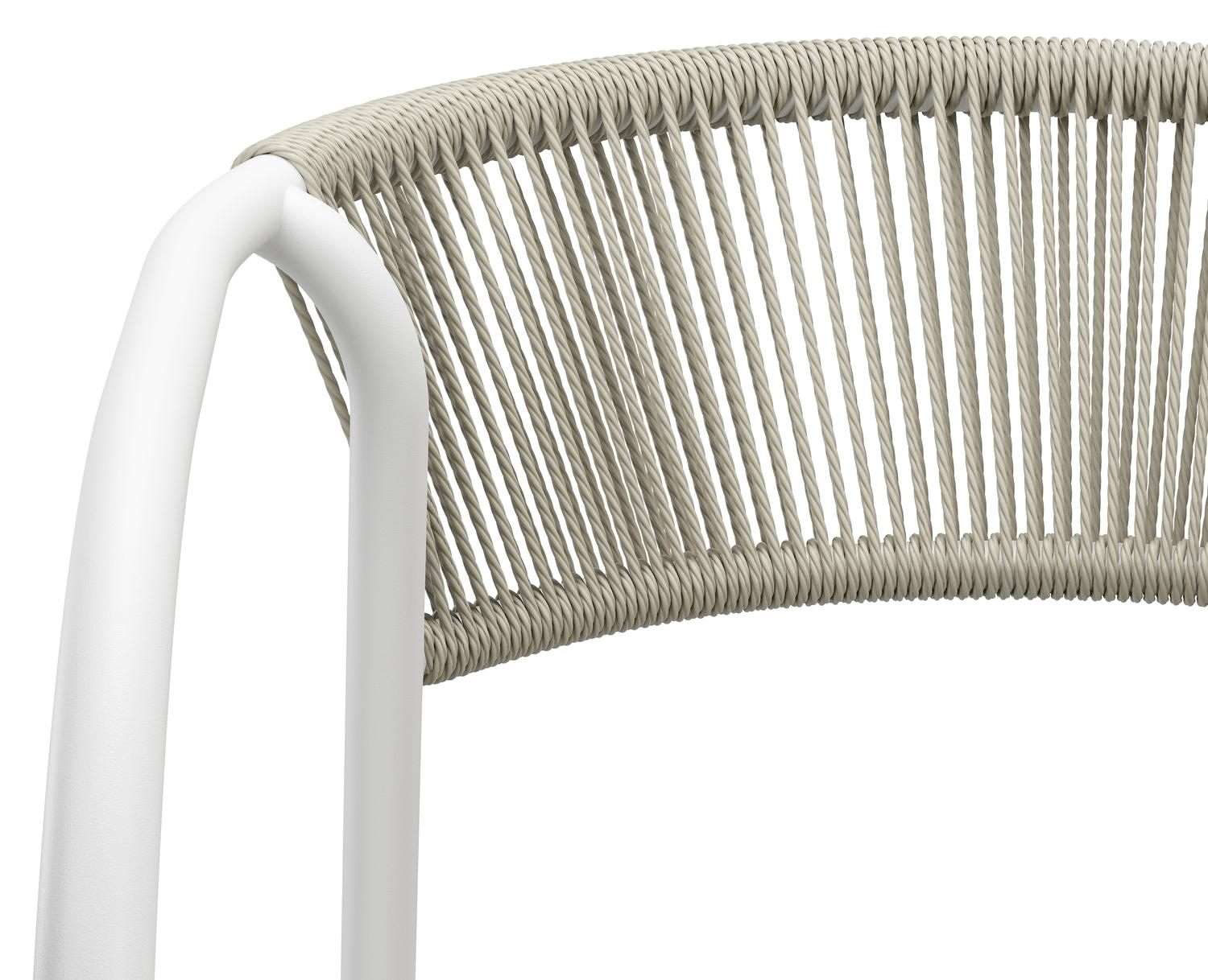 Chaise de jardin Melo empilable en aluminium blanc et résine tressée torsadée beige