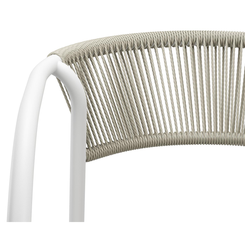 Alora tuinset in wit aluminium en polywood met 6 stapelbare Melo tuinstoelen