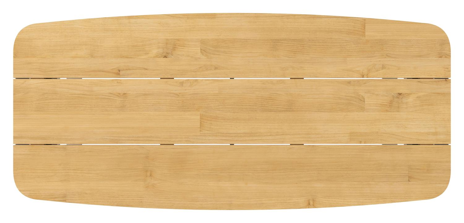 Table de jardin Pagino forme de bateau en aluminium beige et teck Lg. 255 x Lrg. 115 x Haut. 73 cm