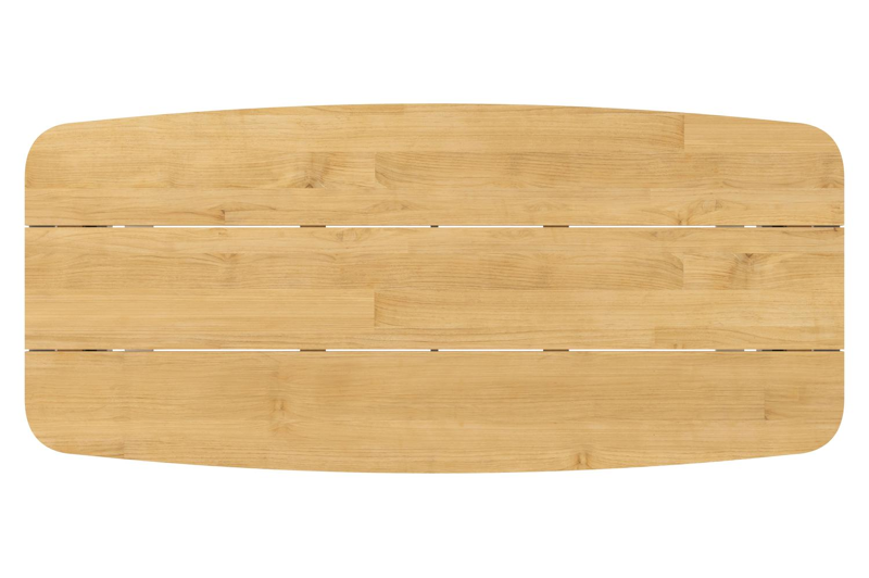 Pagino tuintafel bootvorm in beige aluminium en teak L 255 x B 115 x H 73 cm x H 73 cm