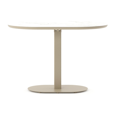 Teramo tuintafel bombo in beige aluminium en volkeramiek Calacatta - L 110 x B 70 x H 73.7 cm