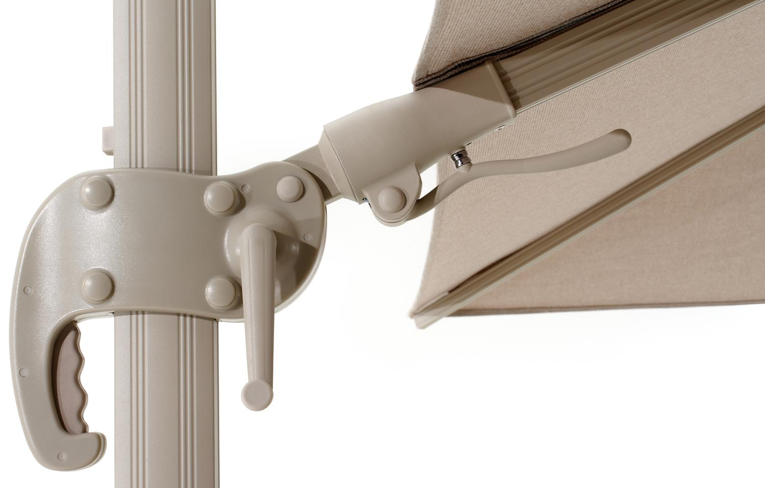 Parasol pedant Avola avec fonction tilt en aluminium beige avec toile de parasol en weather+ softtouch rustic - Lg.1 300 x Lg.2 300 cm (sans pied de parasol)