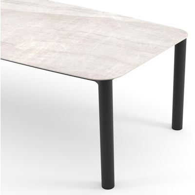 Orso tuintafel bootvorm in zwart aluminium en volkeramiek Taj Mahal - L 255 x B 115 x H 74.5 cm