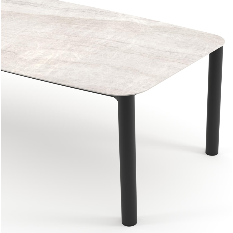 Orso tuintafel bootvorm in zwart aluminium en volkeramiek Taj Mahal - L 255 x B 115 x H 74.5 cm