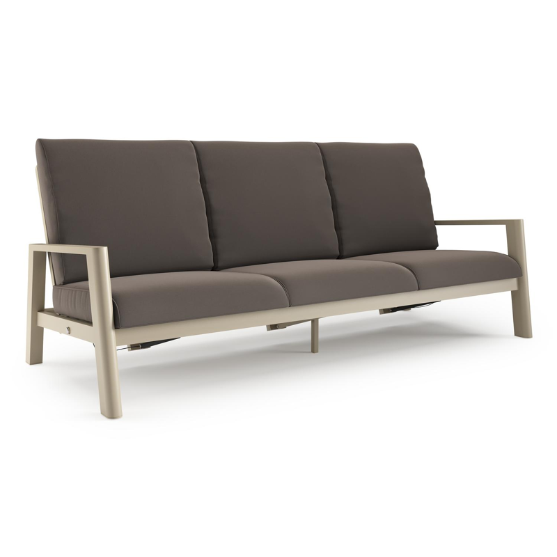 Cirello loungebank in beige aluminium met natte nature grey all weather sunbrella® luxe kussen