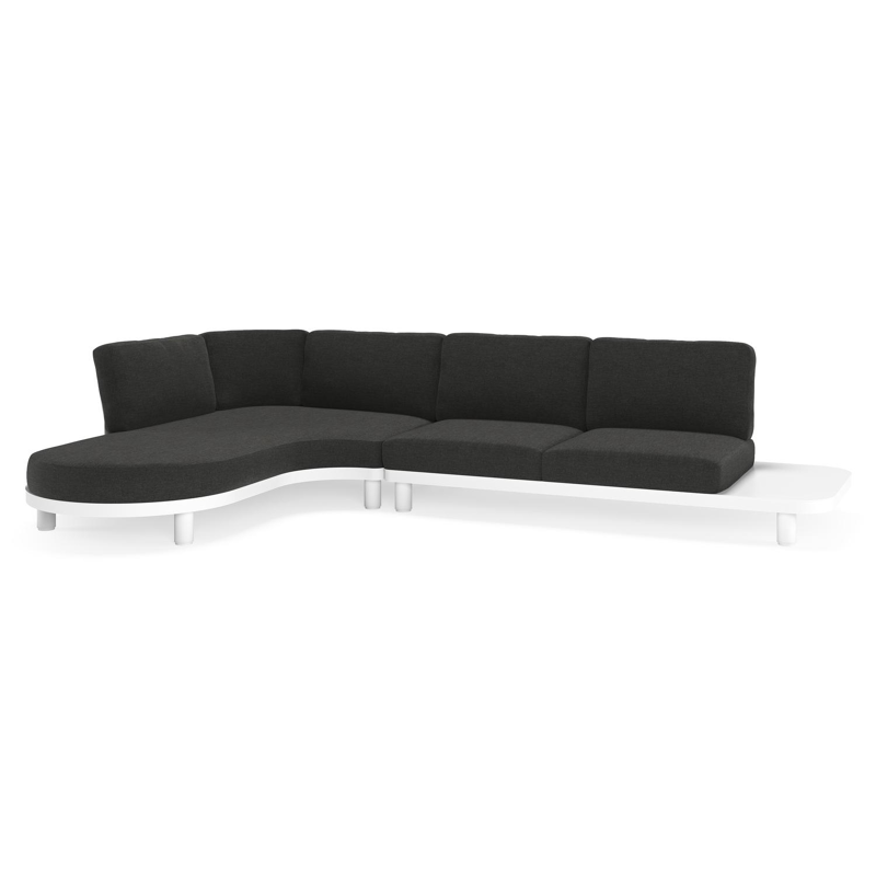 Donato loungehoek in wit aluminium met all weather sunbrella® luxe Chartres Sooty kussen