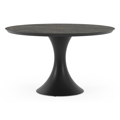 Table de jardin Fano en aluminium noir et céramique pleine black obsession - Dia. 130 x H 75 cm
