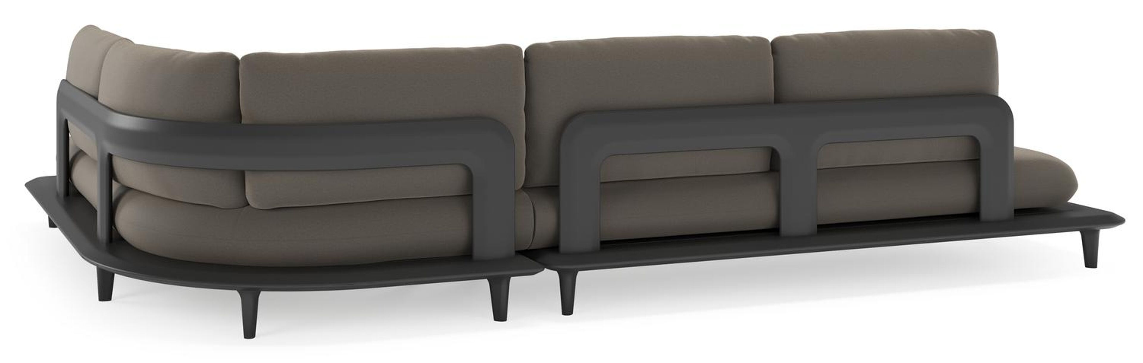 Bomero loungehoek in zwart aluminium met natte carbon beige all weather sunbrella® luxe kussen