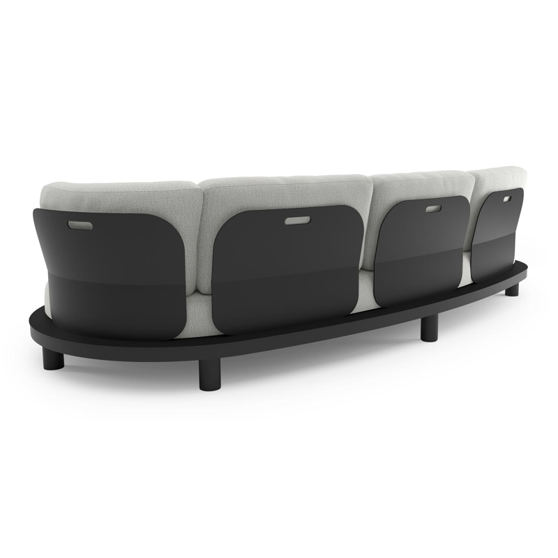 Canapé de jardin Donato en aluminium noir et coussins en all weather sunbrella® luxe savane nimbus