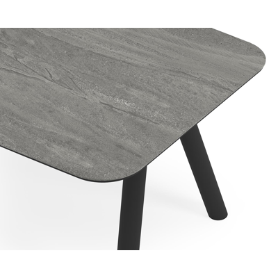 Cesano tuintafel in zwart aluminium en volkeramiek aspen grey - L 315 x B 115 x H 75 cm