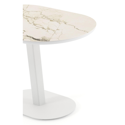 Teramo tuintafel bombo in wit aluminium en volkeramiek Colorado Dunes - L 110 x B 70 x H 73.7 cm