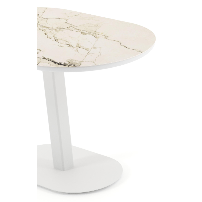 Teramo kantelbare tuintafel bombo in wit aluminium en volkeramiek Colorado Dunes - L 110 x B 70 x H 74 cm