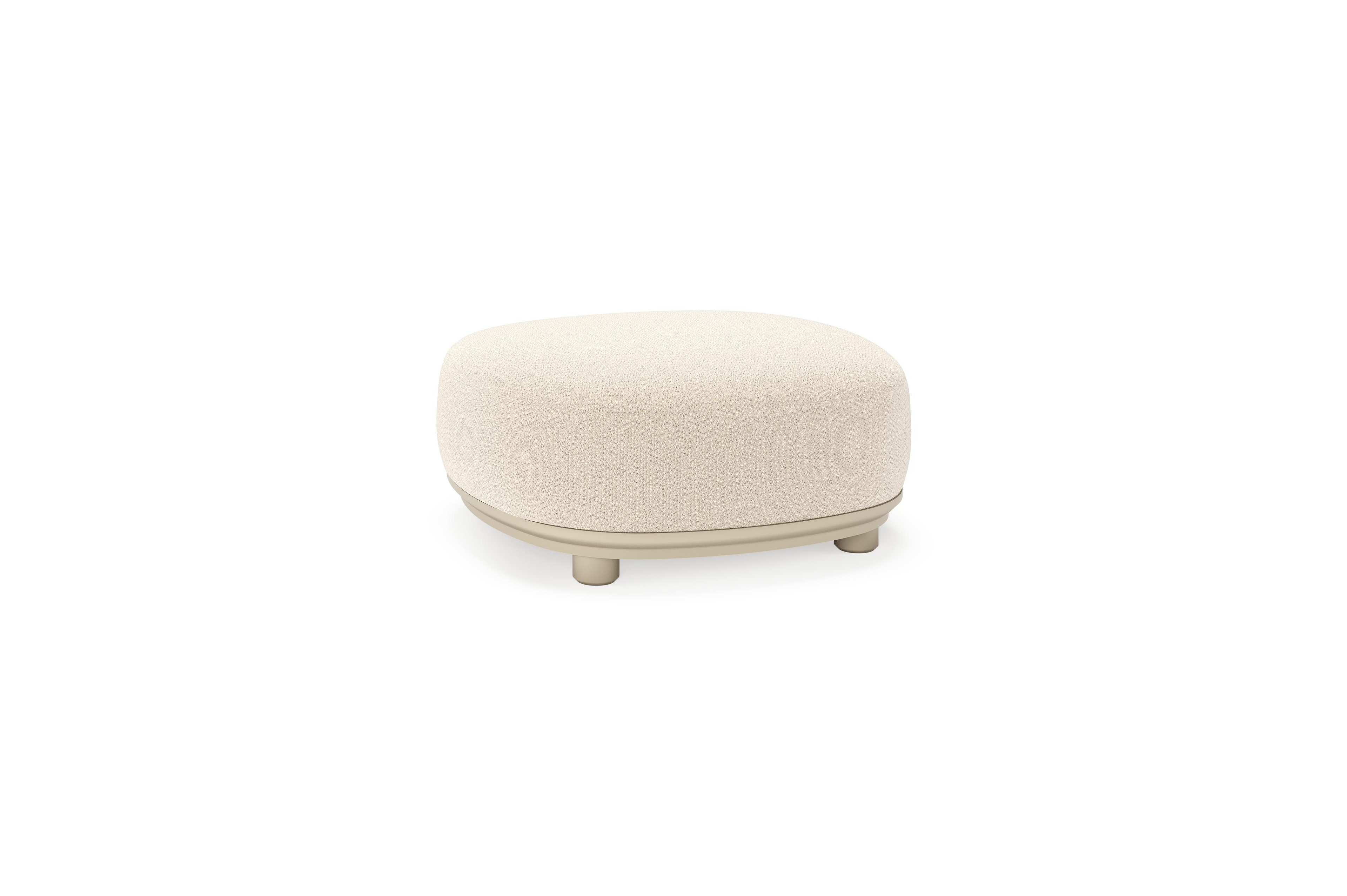 Pouf  Vadelo en aluminium beige et coussin en all weather sunbrella® luxe lopi sand