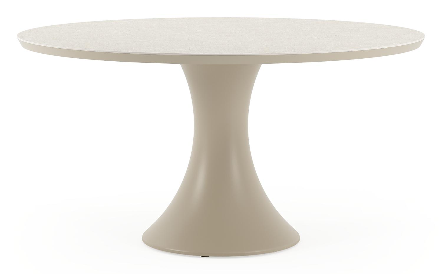 Table de jardin Fano ronde en aluminium beige et céramique pleine Shilin Diam. 148 x Haut. 75 cm