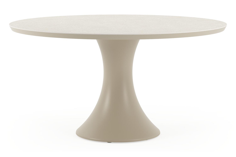 Fano tuintafel rond in beige aluminium en volkeramiek Shilin Dia. 148 x H 75 cm x H 75 cm