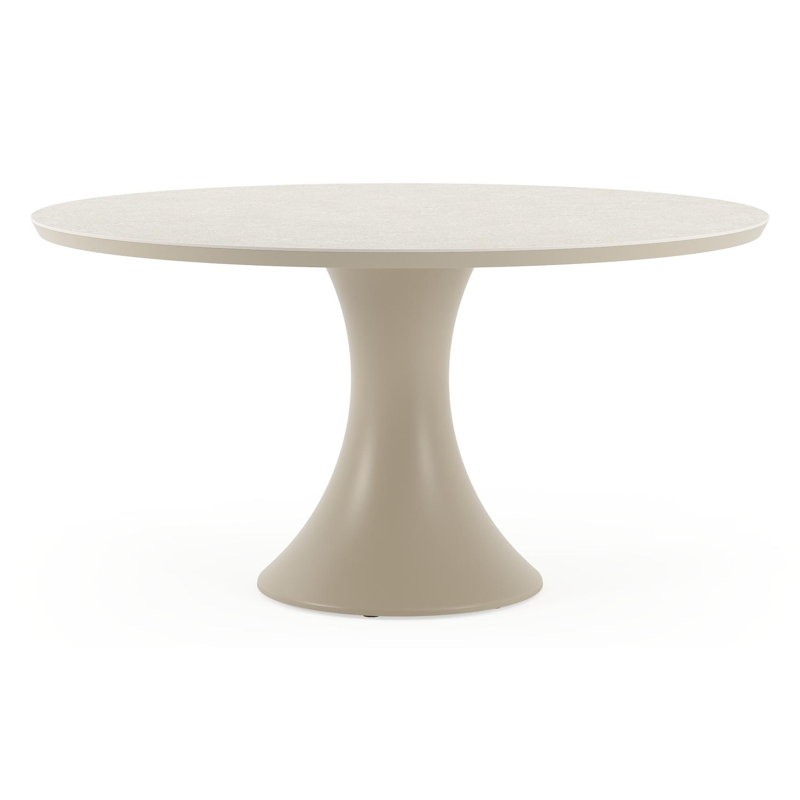 Fano tuintafel rond in beige aluminium en volkeramiek Shilin Dia. 148 x H 75 cm x H 75 cm