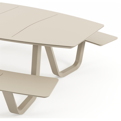 Forno picknicktafel bootvorm in beige aluminium - L 240 x B 181 x H 72 cm
