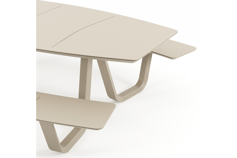 Forno picknicktafel bootvorm in beige aluminium - L 240 x B 181 x H 72 cm