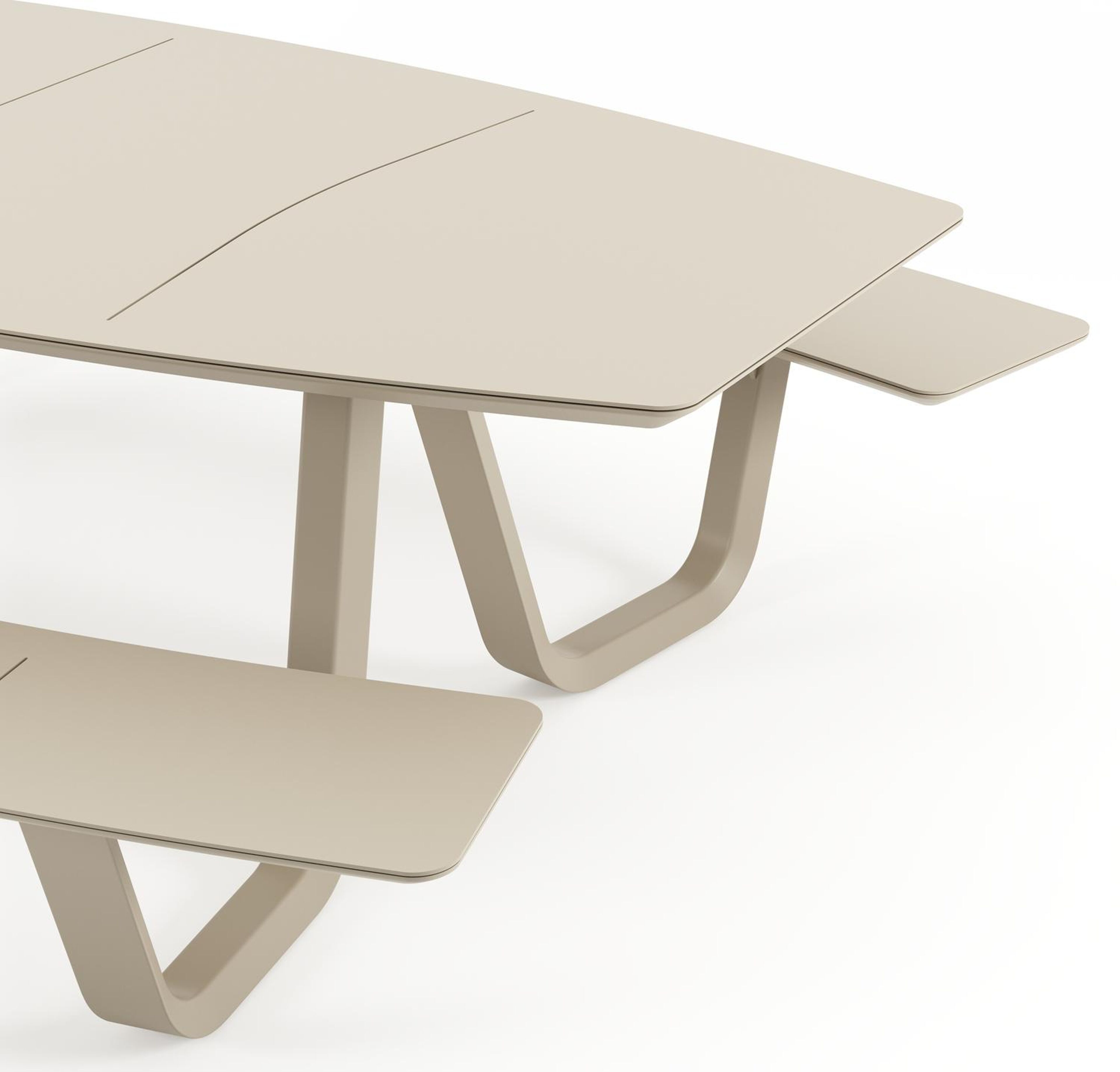 Table de pique-nique Forno forme de bateau en aluminium beige - Lg. 240 x Larg 181 x Haut. 72 cm
