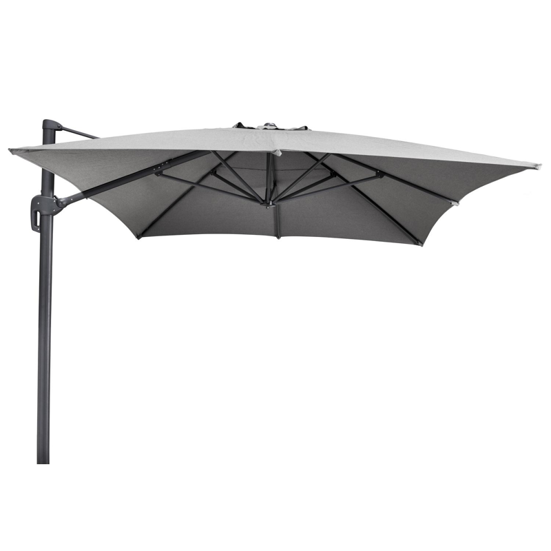Parasol pendant Rufina en aluminium noir avec toile de parasol en all weather sunbrella® luxe natte grey chine - Larg1 400 x Larg2 300 cm (sans pied de parasol)