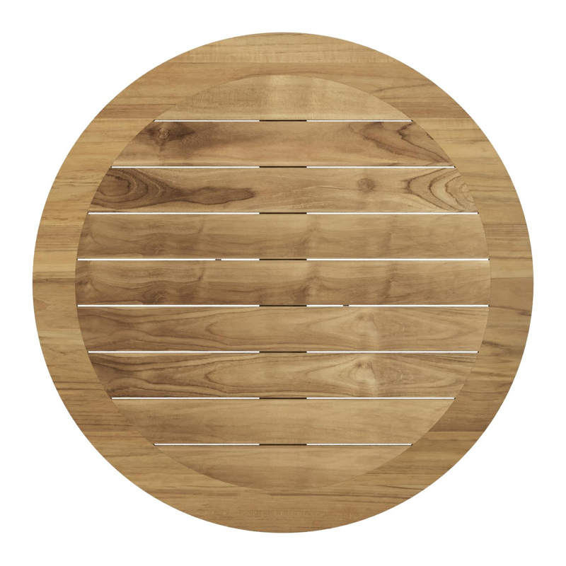 Pamplona tuintafel in wit aluminium en teak - Dia. 105 x H 72 cm