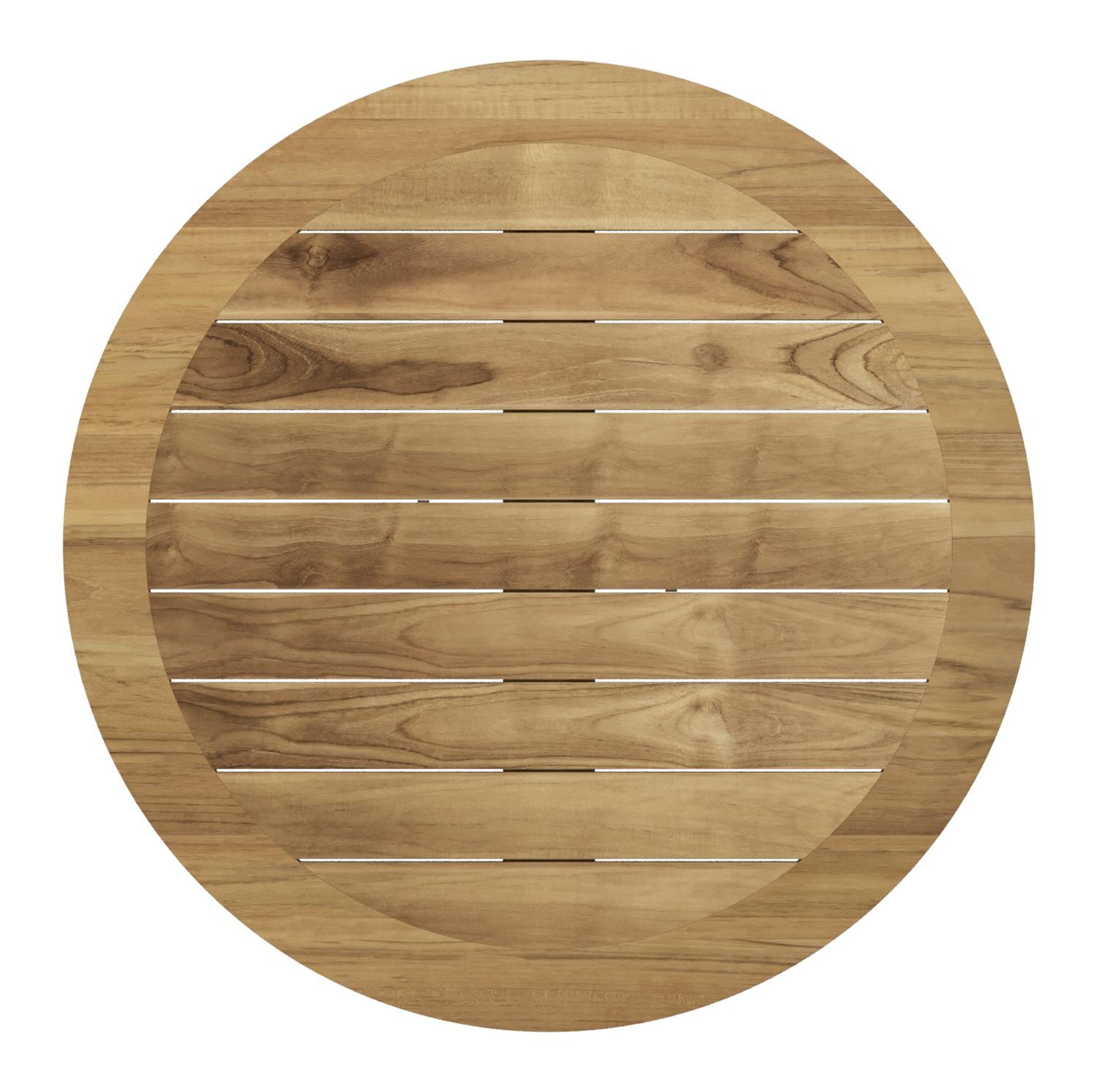 Pamplona tuintafel in wit aluminium en teak - Dia. 105 x H 72 cm