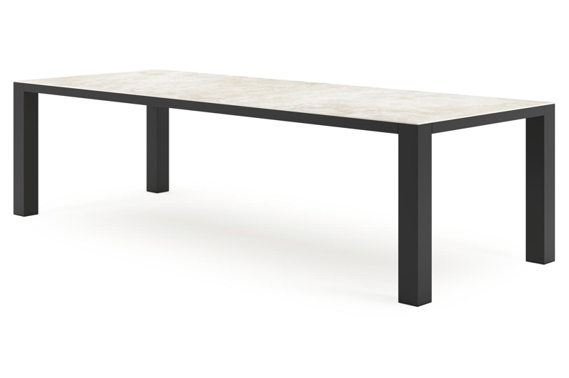 Nano tuintafel rechthoekig in zwart aluminium en volkeramiek Rapolano L 280 x B 110 cm