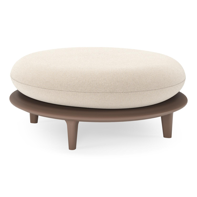 Bomero poef in taupe aluminium met lopi antique all weather sunbrella® luxe kussen