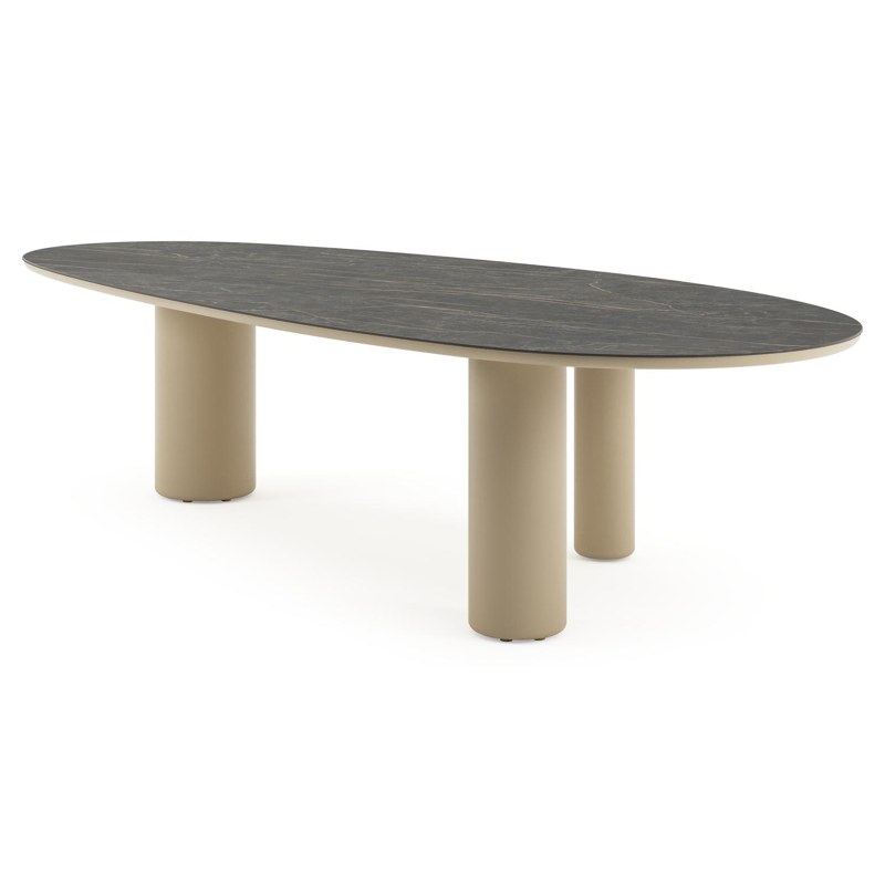 Amico tuintafel mango in beige aluminium en volkeramiek Black Obsession - L 320 x B 140 x H 73.5 cm