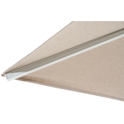 Avola zweefparasol met tiltfunctie in wit aluminium en natural Weather+ Softtouch parasoldoek - L1 300 x L2 300 cm met Pedito parasolvoet 120 kg