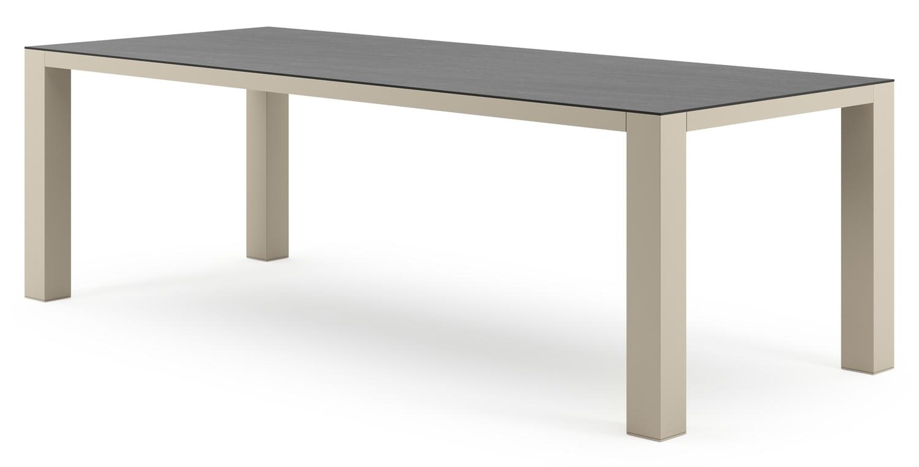 Nano tuintafel rechthoekig in beige aluminium en volkeramiek Basalt Black - L 240 x B 100 x H 75 cm