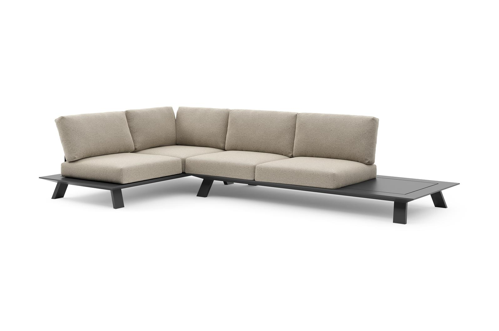 Cesano loungehoek in zwart aluminium met catania beige all weather Cosytica kussen