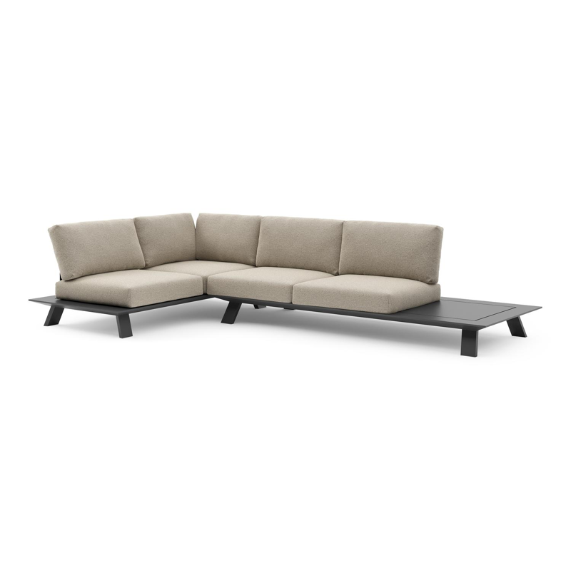 Cesano loungehoek in zwart aluminium met catania beige all weather Cosytica kussen