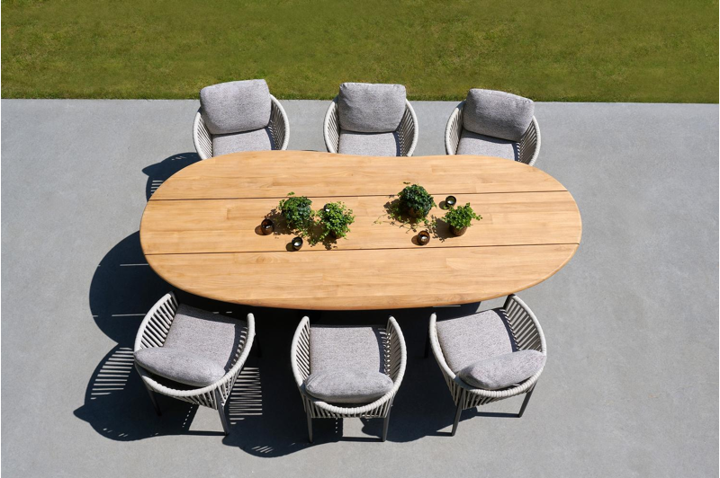 Organo tuintafel organisch in zwart aluminium en teak L 280 x B 120 x H 74 cm