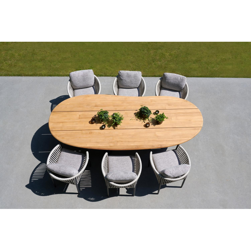 Organo tuintafel organisch in zwart aluminium en teak L 280 x B 120 x H 74 cm