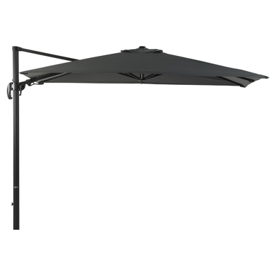 Parasol pendant Avola avec fonction tilt en aluminium noir avec toile de parasol en weather+ softtouch gris - Larg1 200 x Larg2 300 cm (sans pied de parasol)