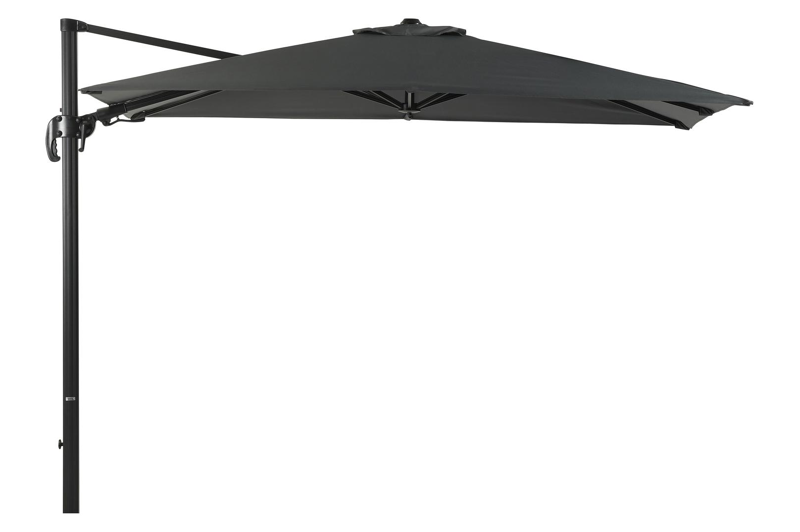 Avola zweefparasol met tiltfunctie in zwart aluminium met grijs weather+ softtouch parasoldoek - L1 200 x L2 300 cm (zonder voet)
