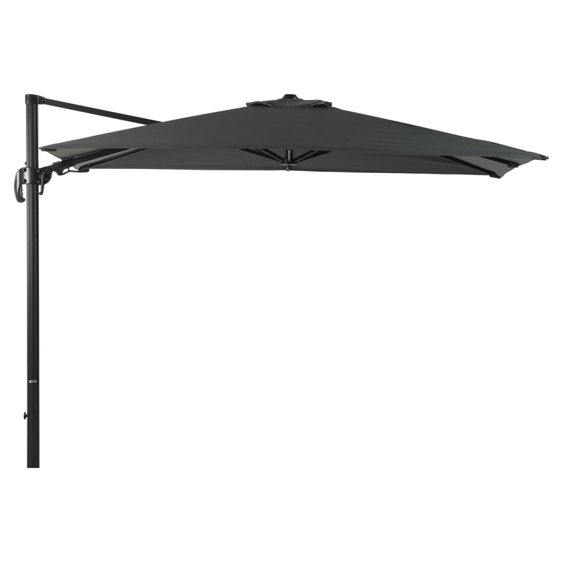 Avola zweefparasol met tiltfunctie in zwart aluminium met grijs weather+ softtouch parasoldoek - L1 200 x L2 300 cm (zonder voet)